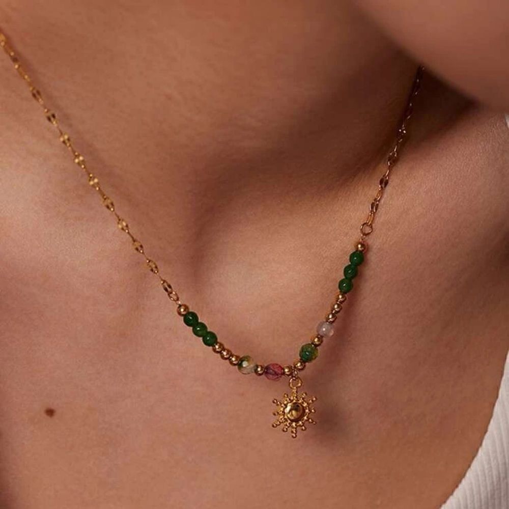 Beadedโsun necklace โ#1057